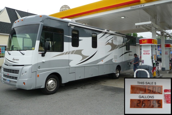 RV at the gas station, motor home