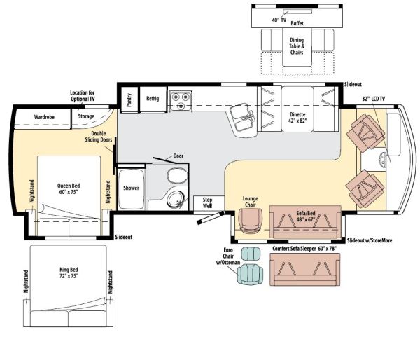 The efficient design of our 280 sqf of living space provides more than enough room for two people.