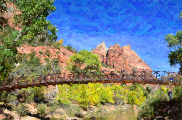 Impressionist Zion National Park Bridge Fall