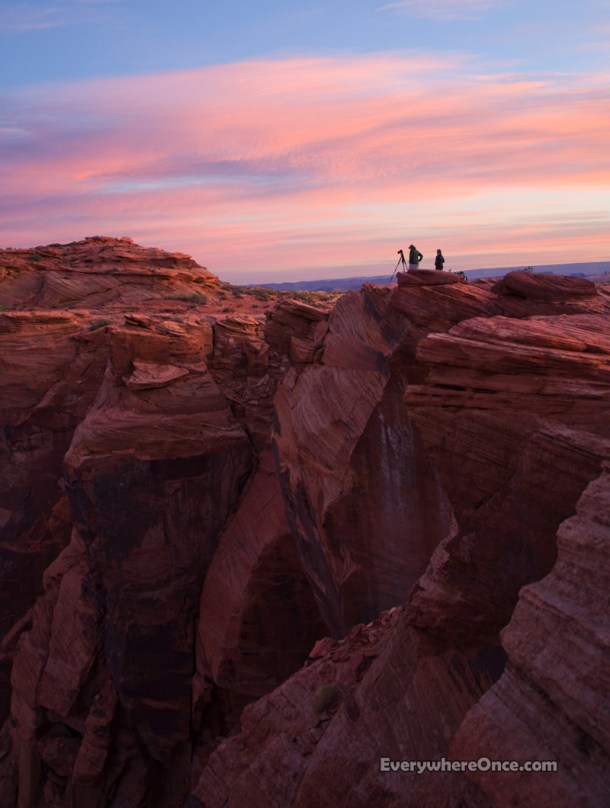 Photographers at Sunrise, Red Rocks, Cliff