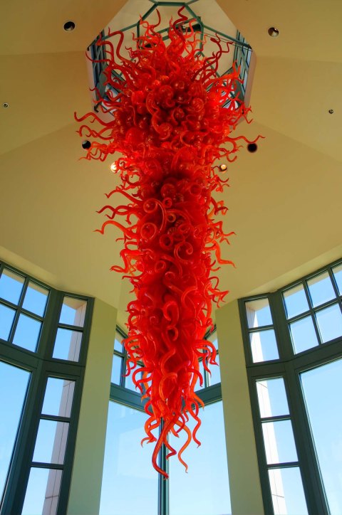 Chihuly Chinook Red Chandelier University of Washington Library