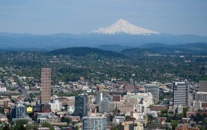 View of Portland and Mount Hood from Pittock Mansion