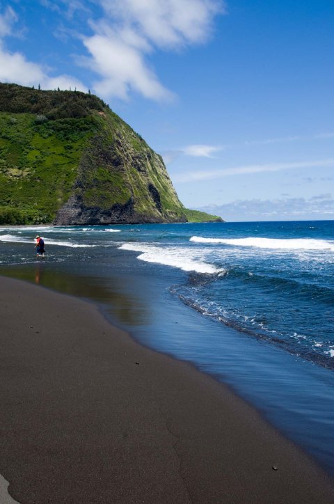 Waipio Valley Black Sand Beach, Big Island, Hawaii