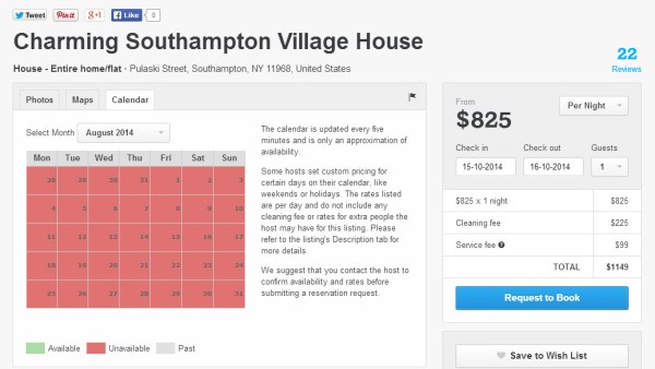Sorry, this $825 per night house in The Hamptons is fully booked for August.