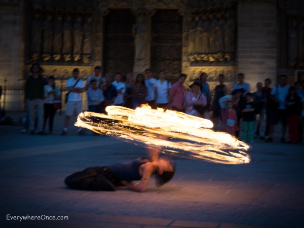Fire Dancers Outside Notre Dame, Paris 2