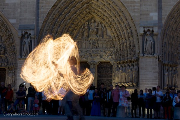 Fire Dancers Outside Notre Dame, Paris 6