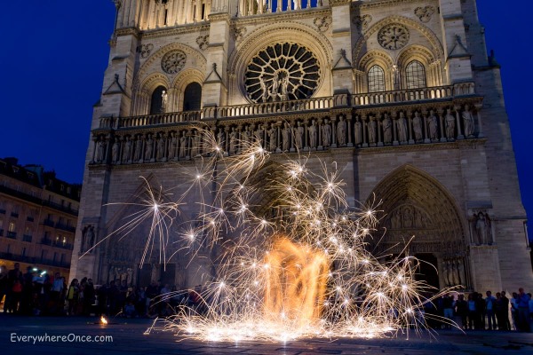 Fire Dancers Outside Notre Dame, Paris 7