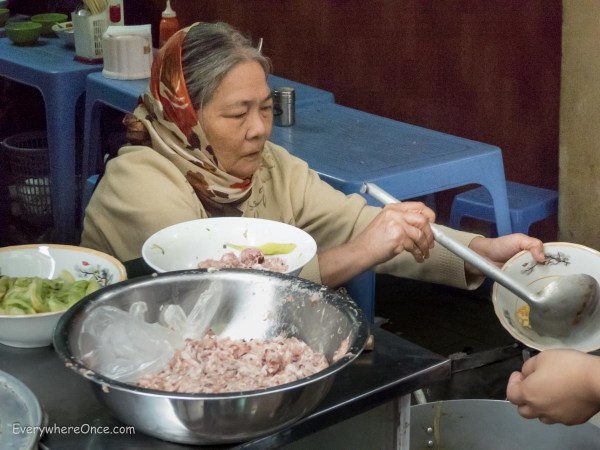Serving up Bun Doc Mung in Hanoi