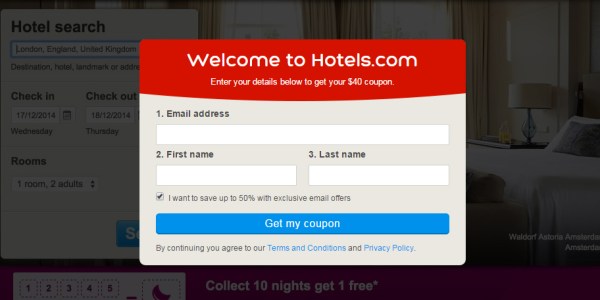 $40 Hotels.com Coupon